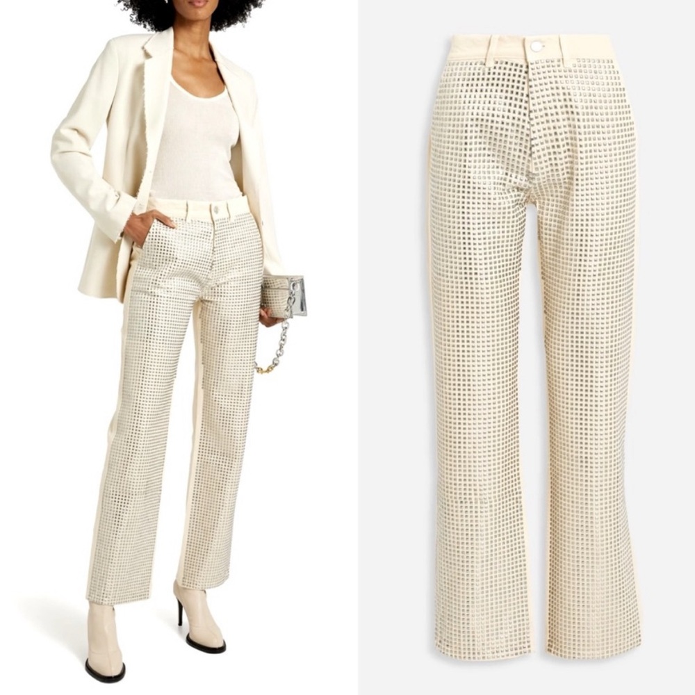 FRAME Le Jane Studded High Rise Trousers/Straight Leg size 26